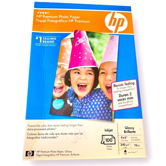 HP Premium Photo Printer Picture Paper NEW 100 sheets Glossy 4x6” - Picture 1 of 7